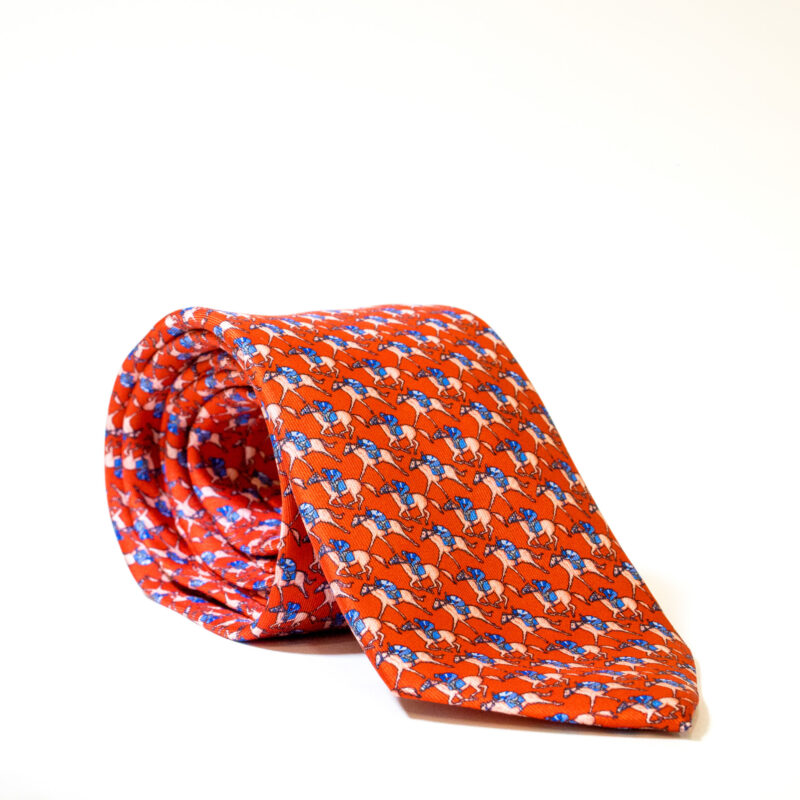 Cravatta - Rosso con Fantasia Hermès - immagine 3