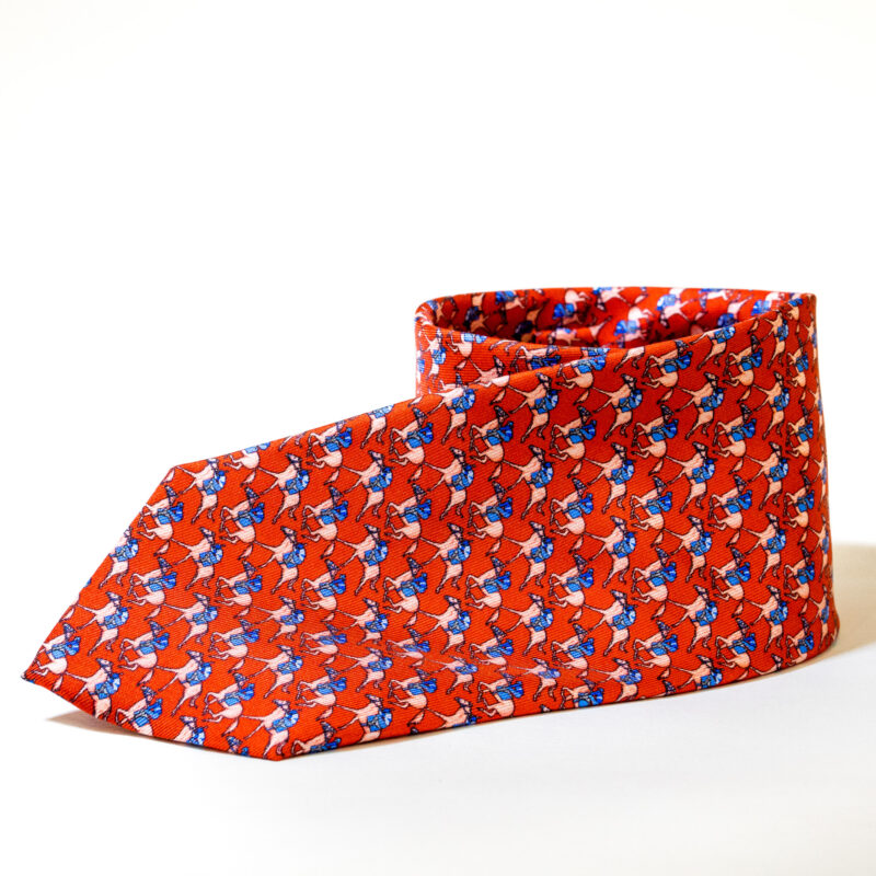 Cravatta - Rosso con Fantasia Hermès