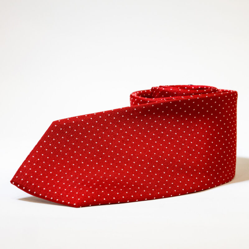 Cravatta - Rosso con Pois Bianco - immagine 4