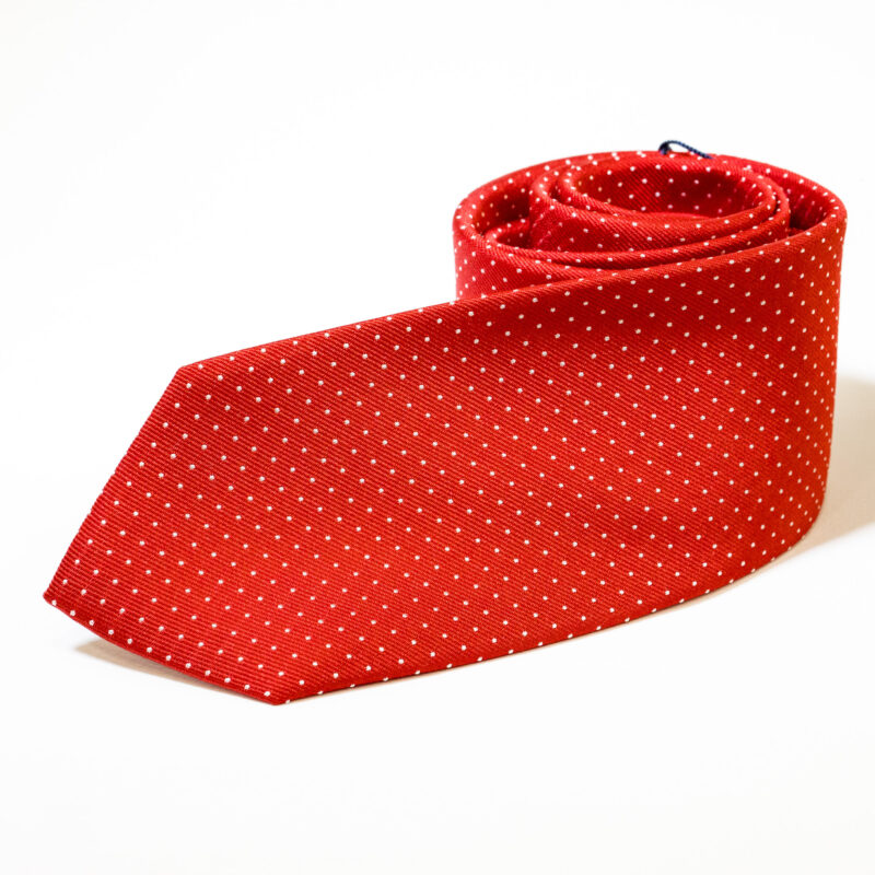 Cravatta - Rosso con Pois Bianco - immagine 2