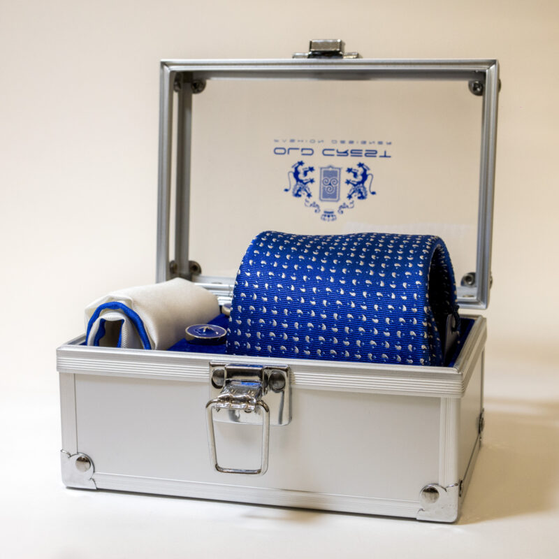 Box con Cravatta Blu a Fantasia e Gemelli Blu - immagine 3