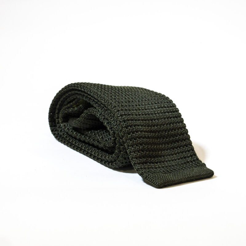 Cravatta in maglia 100% Seta – Verde Militare - immagine 2