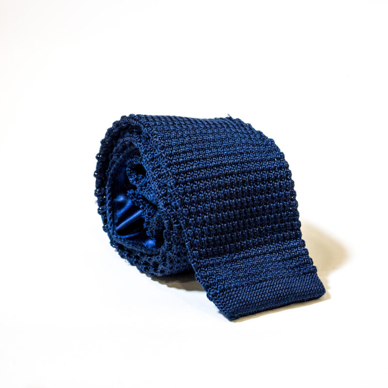 Cravatta in maglia 100% Seta – Blu Notte - immagine 3