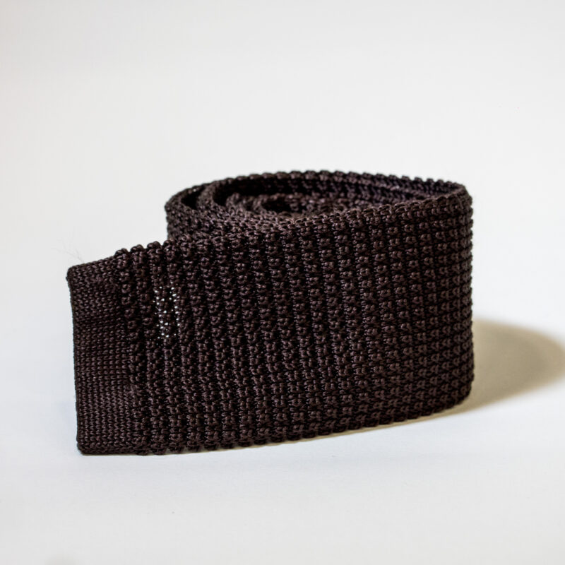 Cravatta in maglia 100% Seta – Marrone Scuro