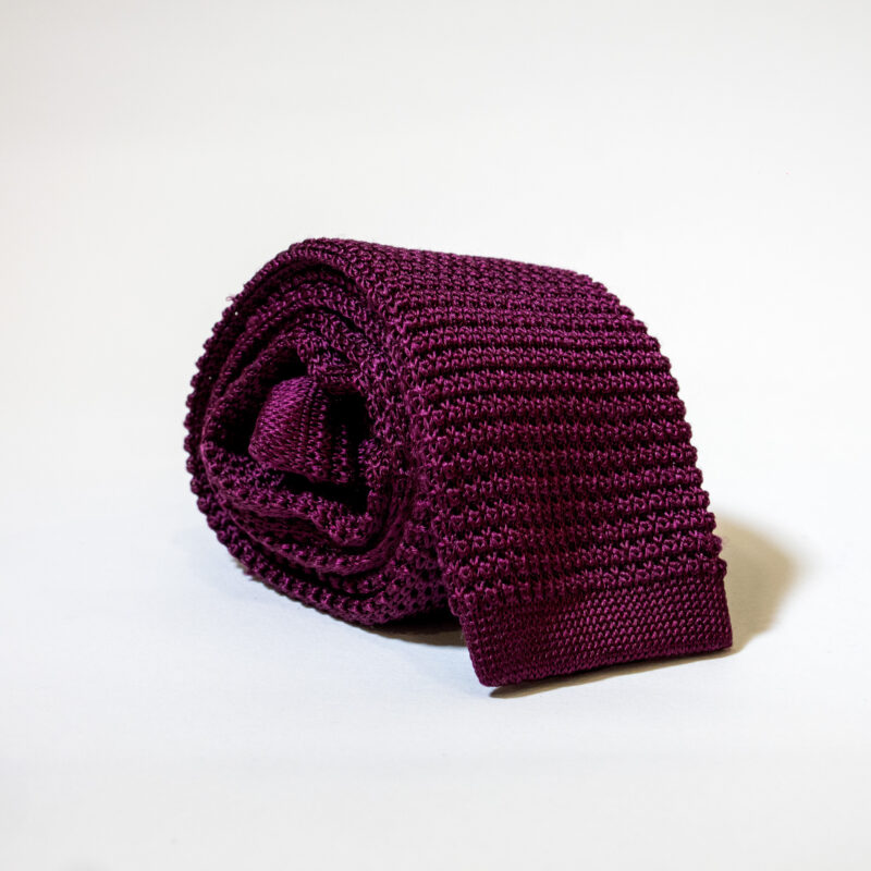 Cravatta in maglia 100% Seta – Granata - immagine 3