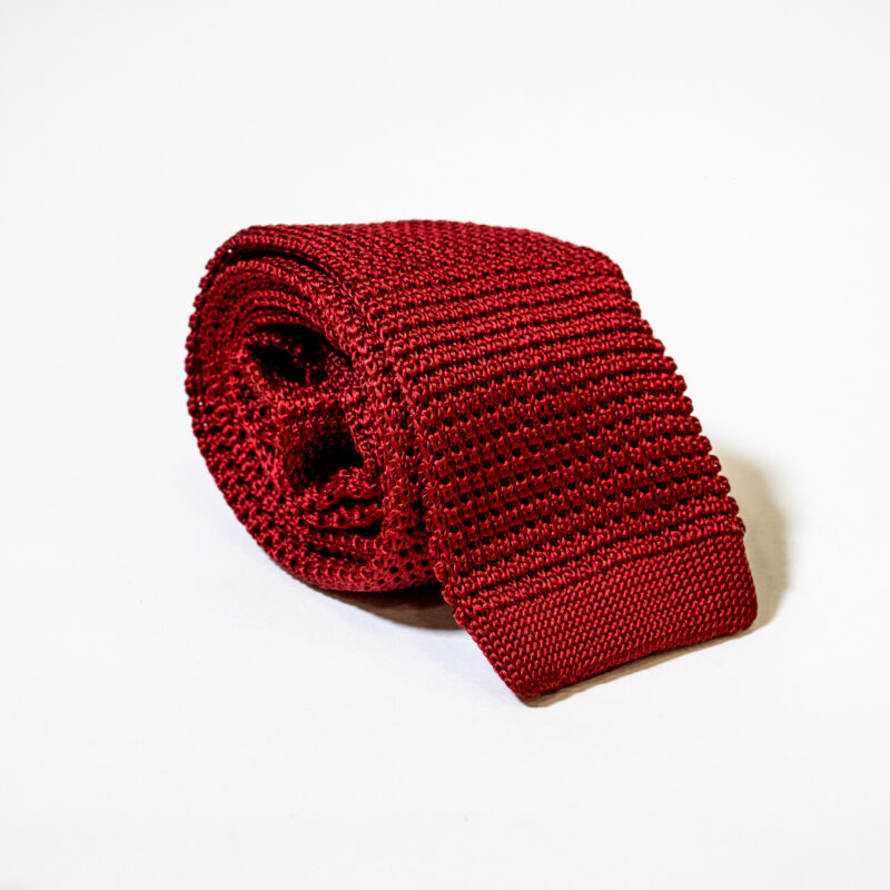 Cravatta in maglia  100% Seta – Rossa - immagine 2