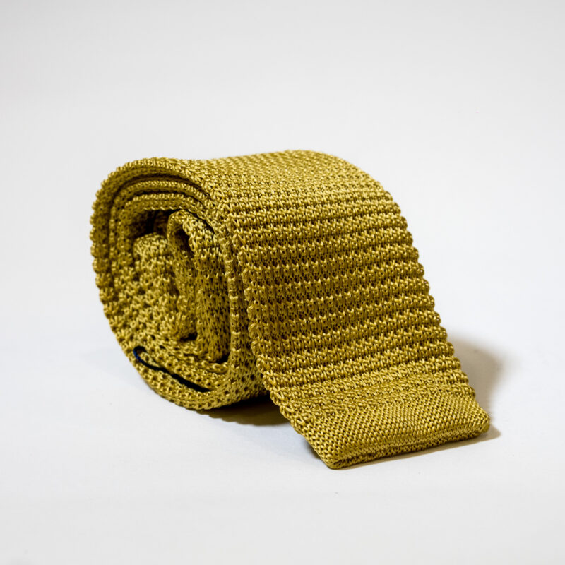 Cravatta in maglia 100% Seta – Giallo - immagine 2