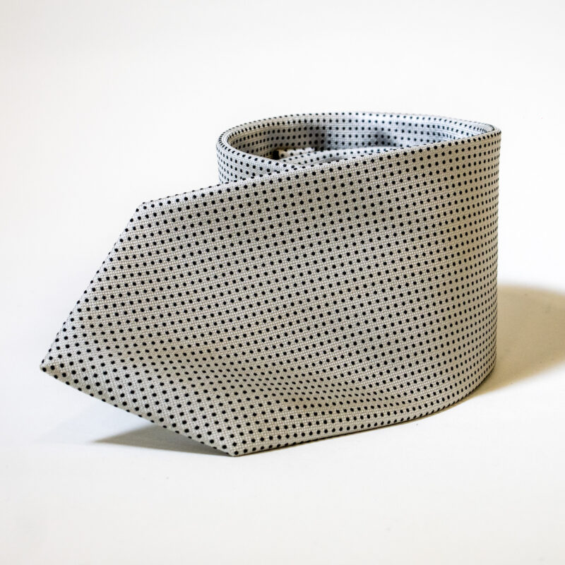 Cravatta - Bianco con Pois Nero - immagine 3