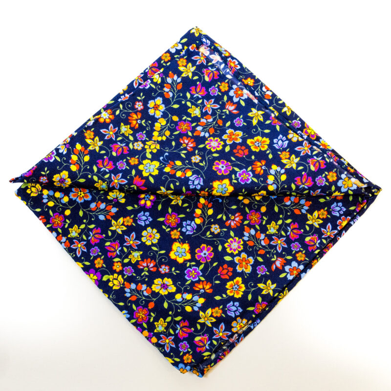 Pochette - Blu Notte con Fantasia Fiori