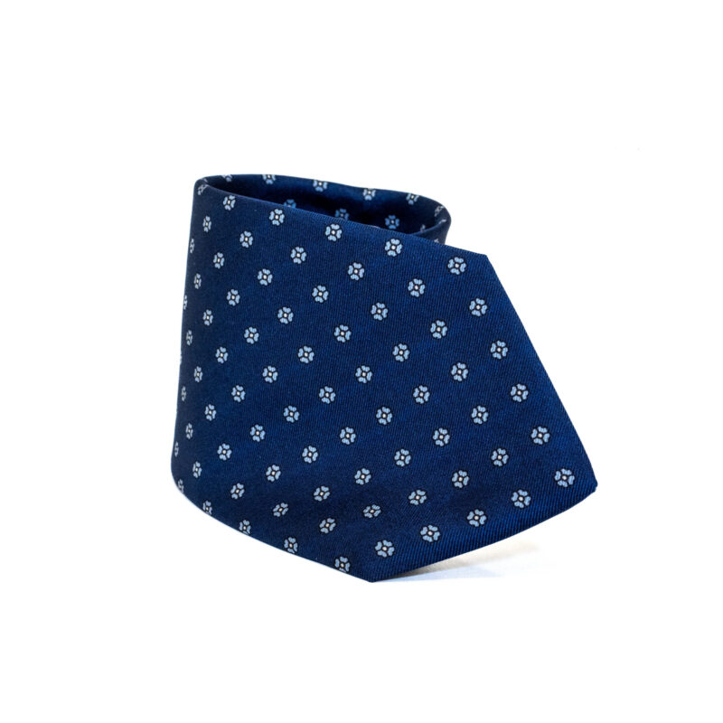 Cravatta Sartoriale 3 Pieghe blu a fantasia - immagine 2