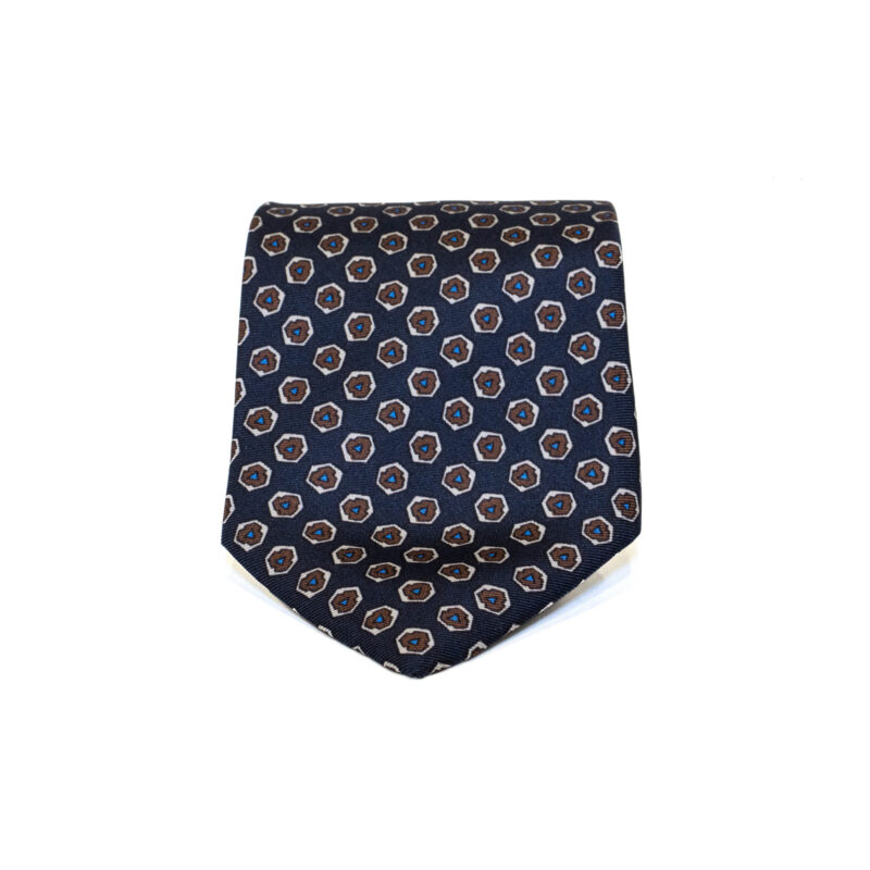 Cravatta Sartoriale 3 Pieghe blu a fantasia