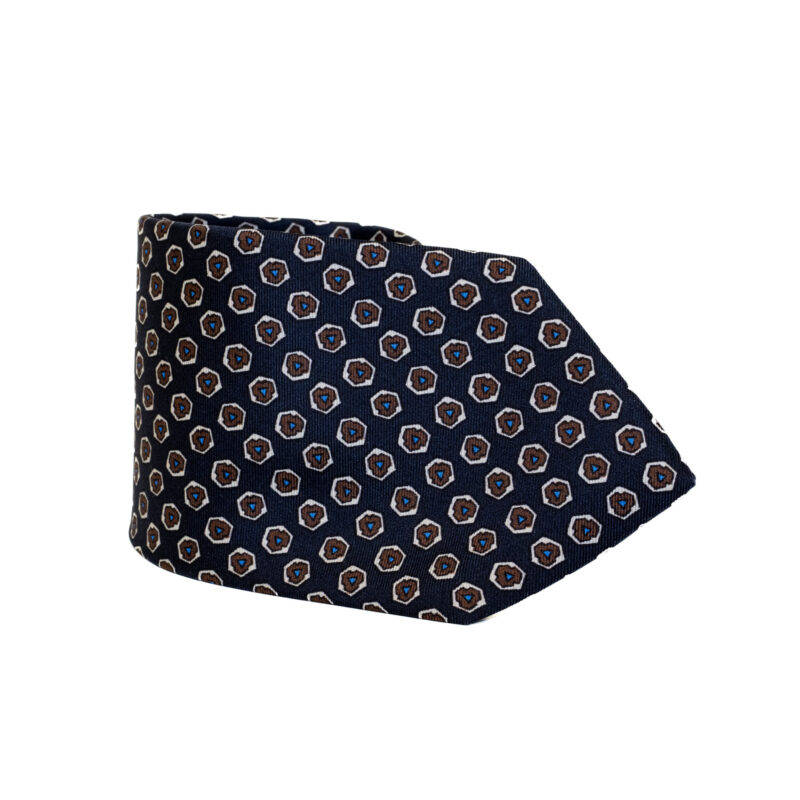 Cravatta Sartoriale 3 Pieghe blu a fantasia - immagine 2
