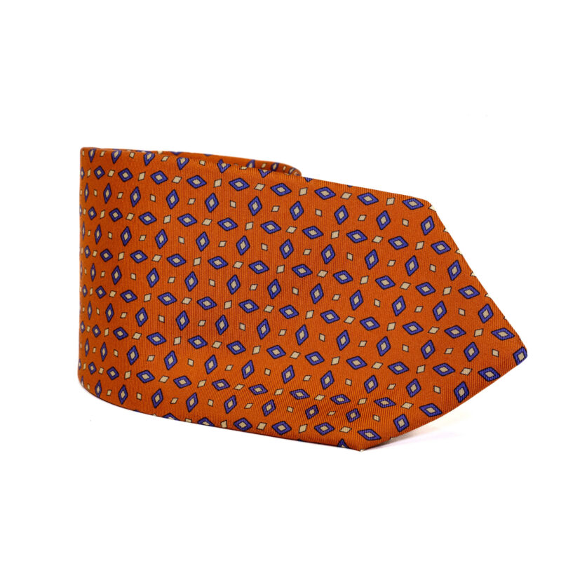 Cravatta Sartoriale 3 Pieghe arancione a fantasia - immagine 2