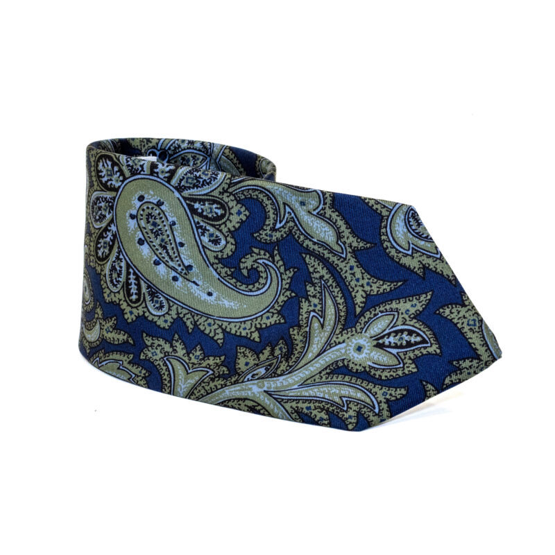 Cravatta Sartoriale 3 Pieghe blu a fantasia - immagine 2