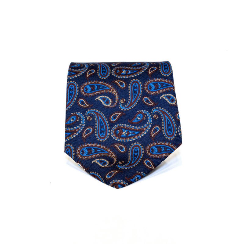 Cravatta Sartoriale 3 Pieghe blu a fantasia