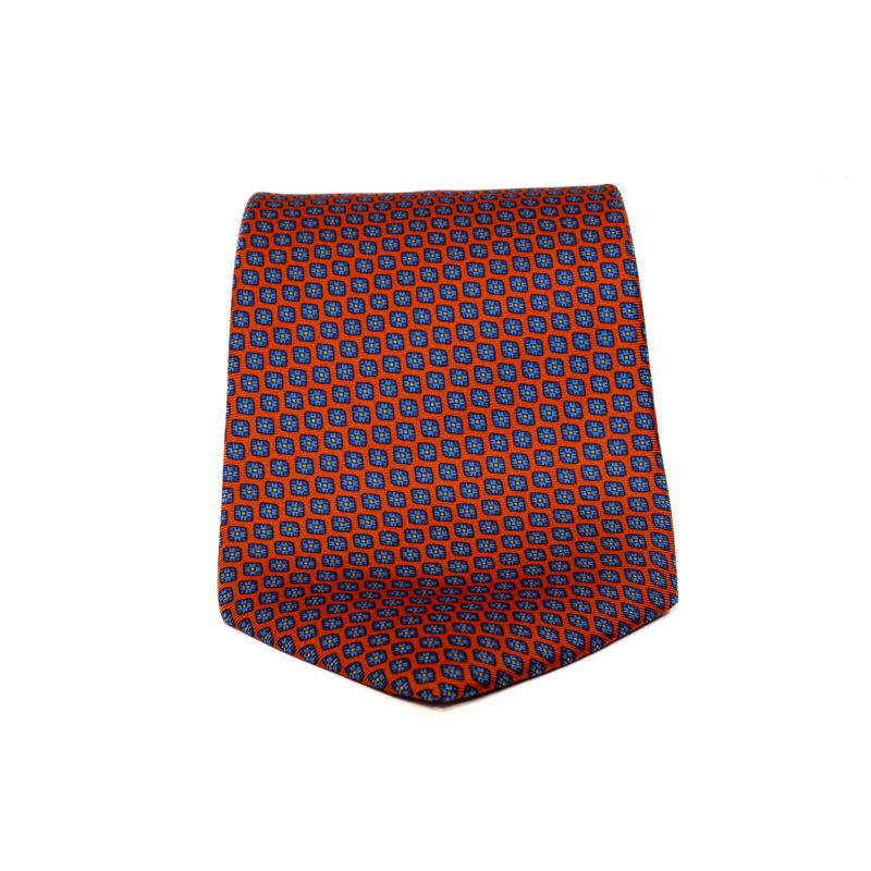 Cravatta Sartoriale 3 Pieghe arancione a fantasia