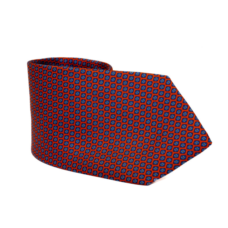 Cravatta Sartoriale 3 Pieghe arancione a fantasia - immagine 2