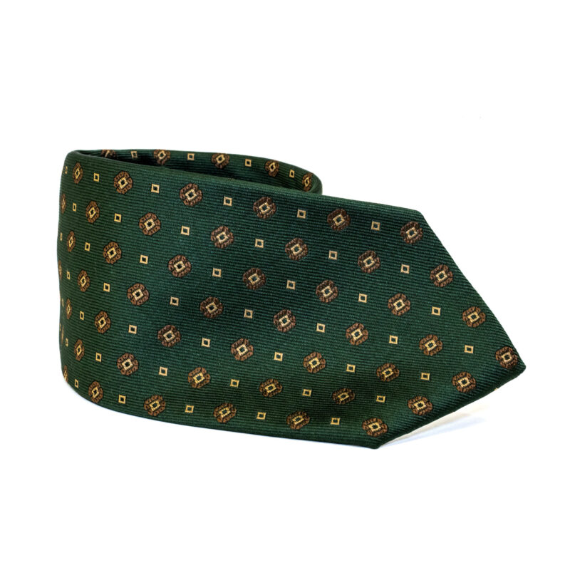 Cravatta Sartoriale 3 Pieghe verde a fantasia - immagine 2