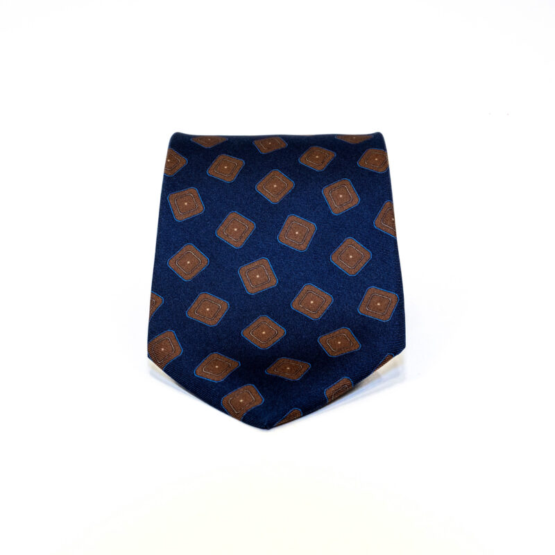 Cravatta Sartoriale 3 Pieghe blu a fantasia