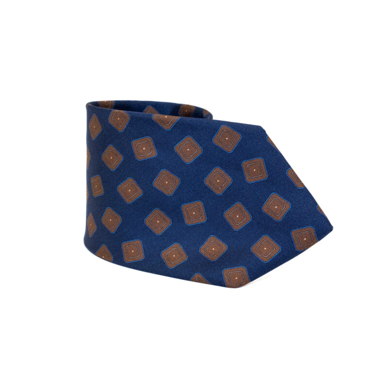 Cravatta Sartoriale 3 Pieghe blu a fantasia - immagine 2