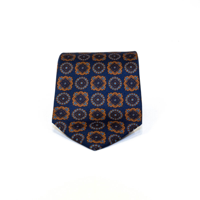 Cravatta Sartoriale 3 Pieghe blu a fantasia