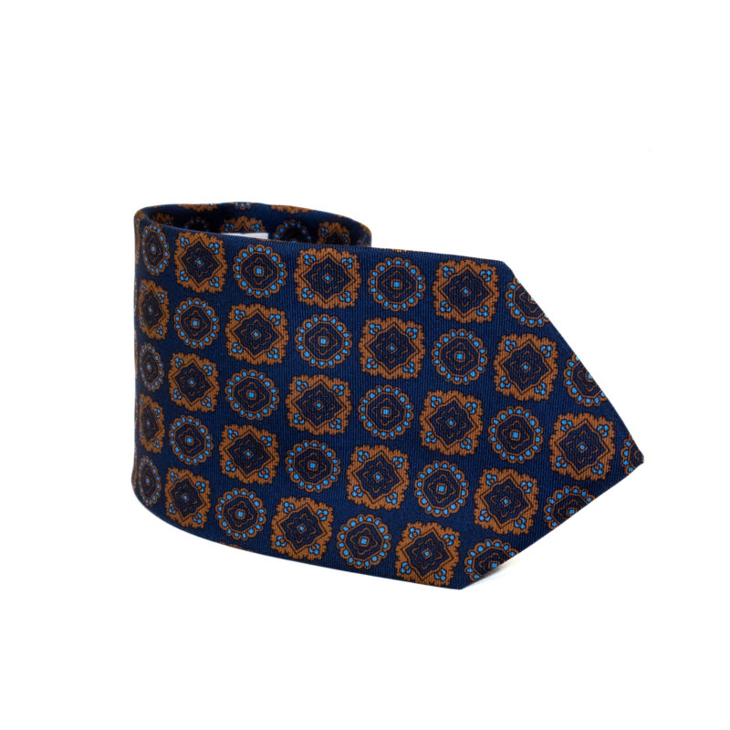 Cravatta Sartoriale 3 Pieghe blu a fantasia - immagine 2