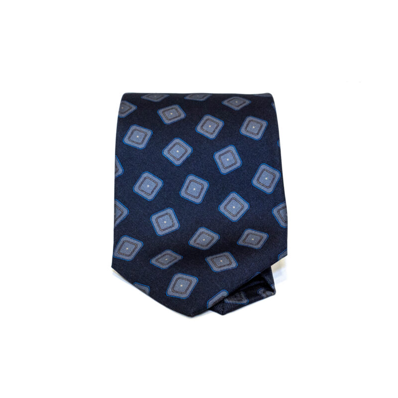Cravatta Sartoriale 3 Pieghe blu a fantasia blu a fantasia