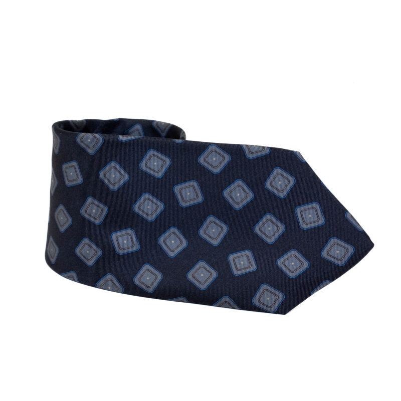 Cravatta Sartoriale 3 Pieghe blu a fantasia blu a fantasia - immagine 2