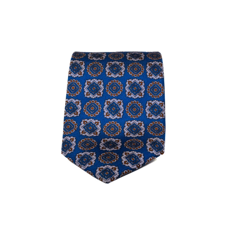 Cravatta Sartoriale 3 Pieghe blu a fantasia