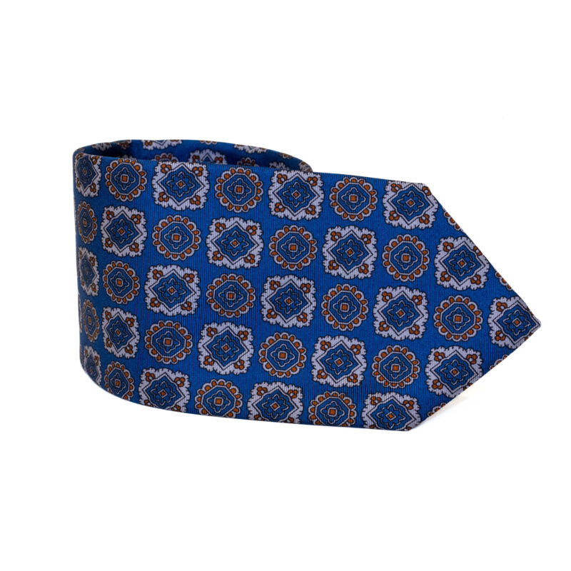 Cravatta Sartoriale 3 Pieghe blu a fantasia - immagine 2
