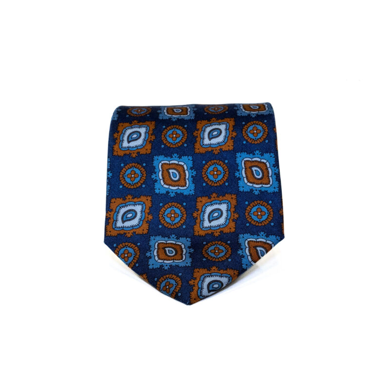 Cravatta Sartoriale 3 Pieghe blu a fantasia