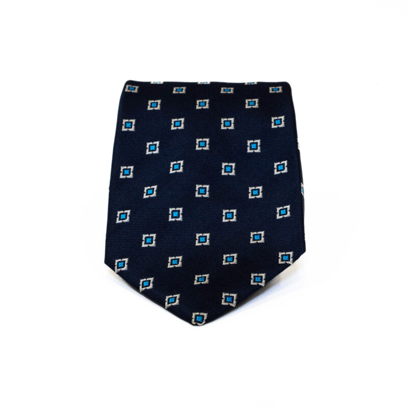 Cravatta Sartoriale 3 Pieghe blu a fantasia