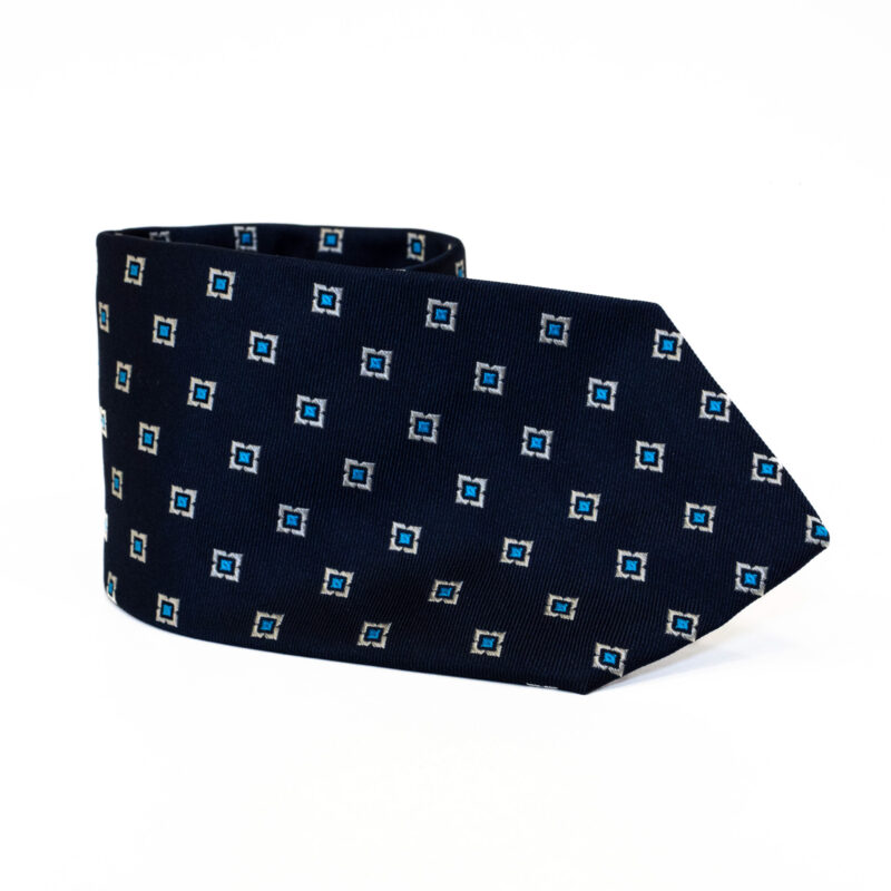 Cravatta Sartoriale 3 Pieghe blu a fantasia - immagine 2