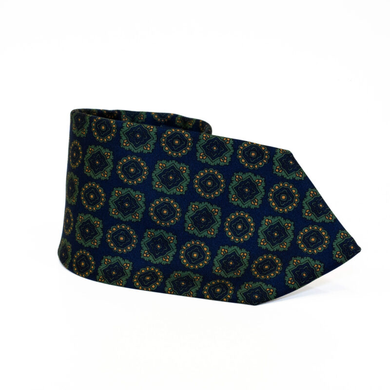 Cravatta Sartoriale 3 Pieghe blu a fantasia - immagine 2