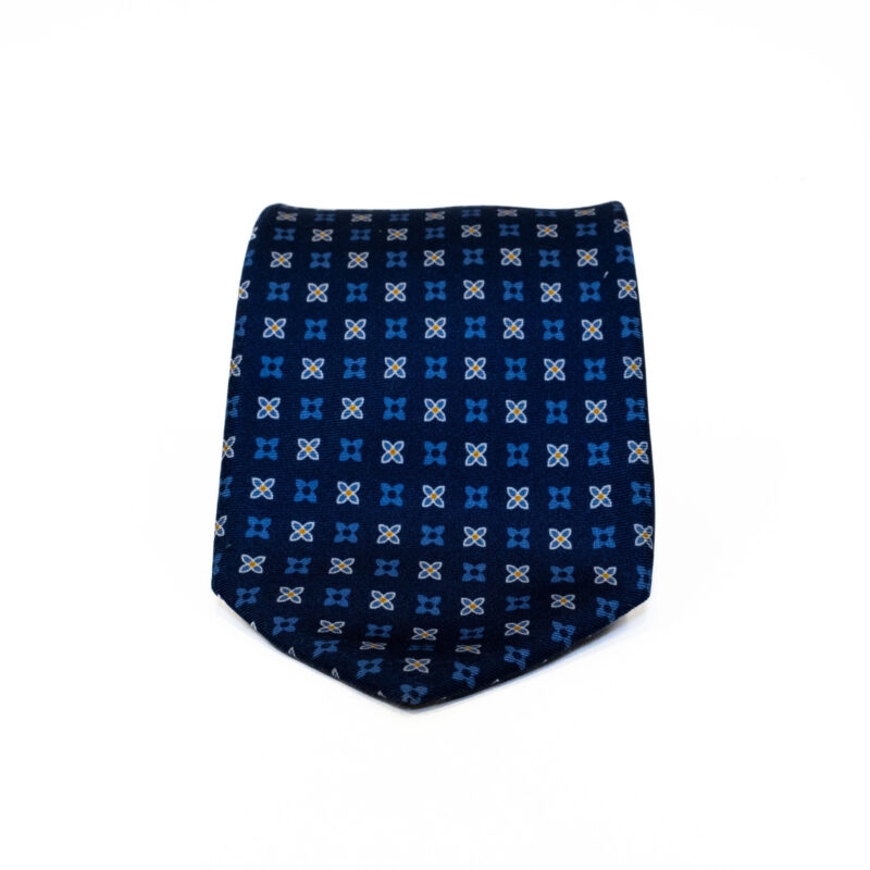 Cravatta Sartoriale 3 Pieghe blu a fantasia