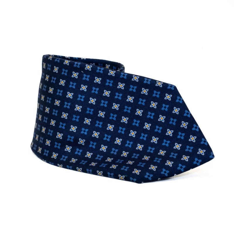 Cravatta Sartoriale 3 Pieghe blu a fantasia - immagine 2