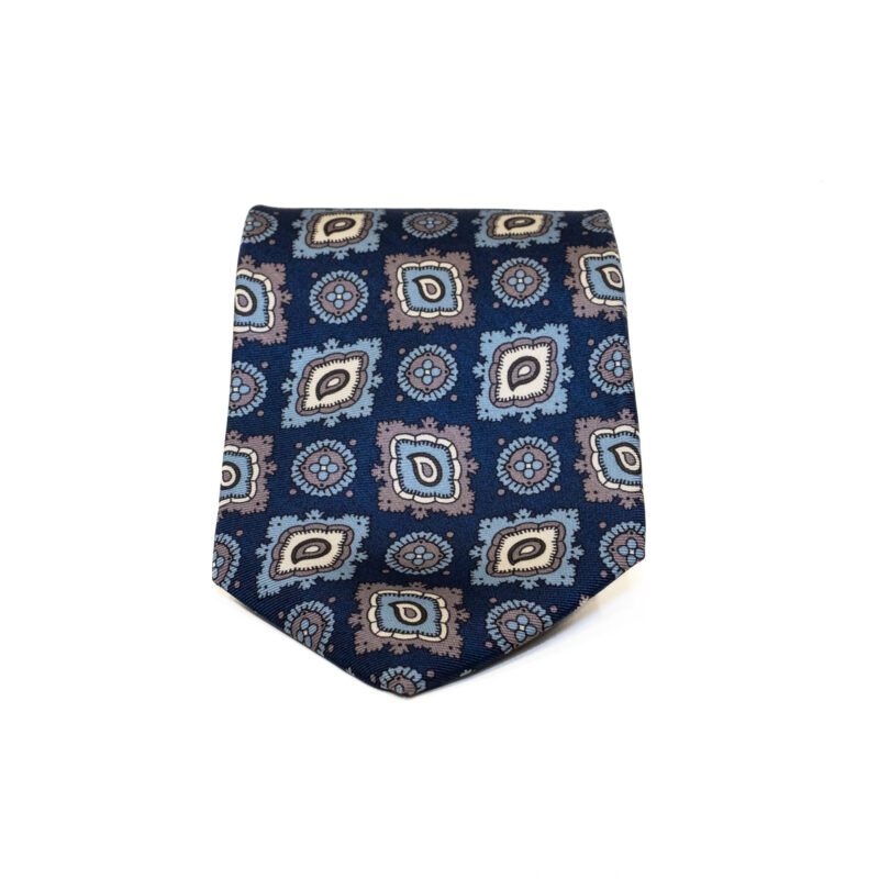 Cravatta Sartoriale 3 Pieghe blu a fantasia