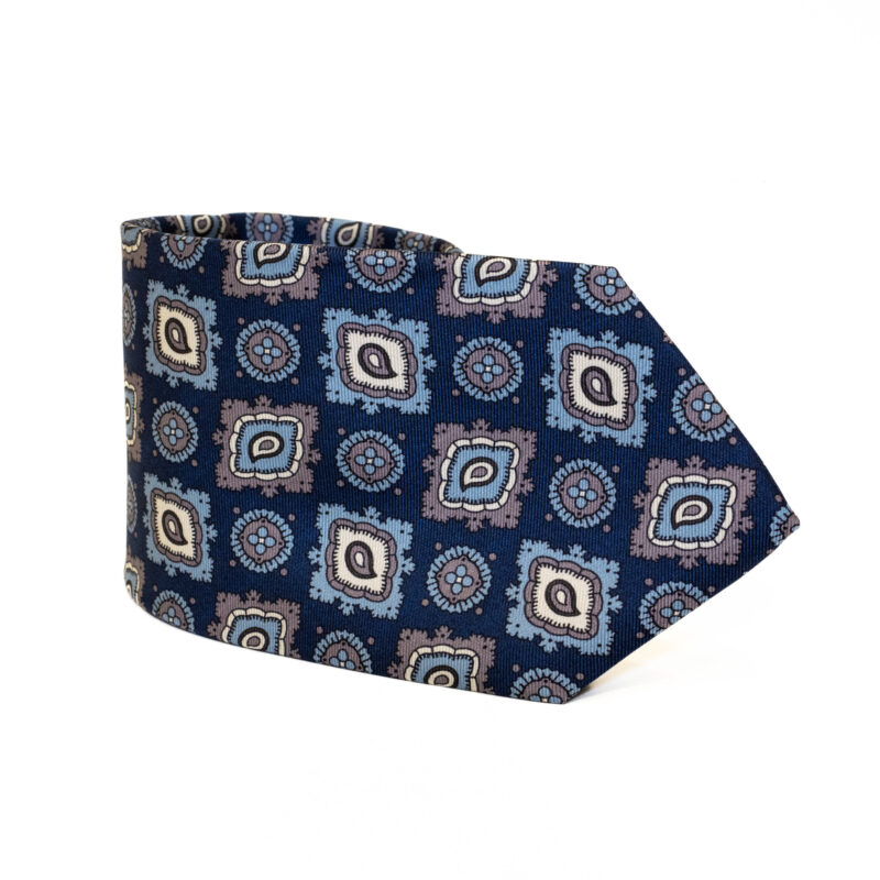 Cravatta Sartoriale 3 Pieghe blu a fantasia - immagine 2