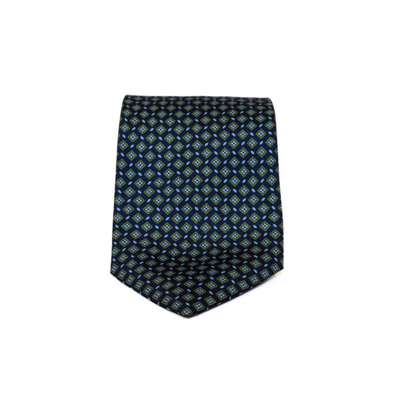 Cravatta Sartoriale 3 Pieghe blu a fantasia