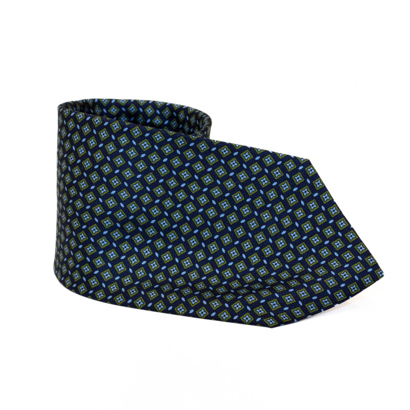 Cravatta Sartoriale 3 Pieghe blu a fantasia - immagine 2