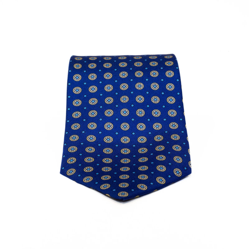 Cravatta Sartoriale 3 Pieghe blu a fantasia