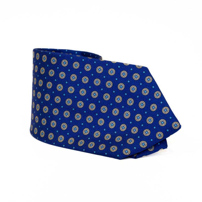 Cravatta Sartoriale 3 Pieghe blu a fantasia - immagine 2