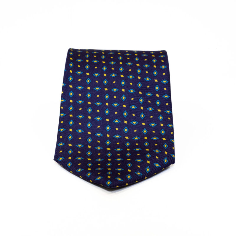Cravatta Sartoriale 3 Pieghe blu a fantasia