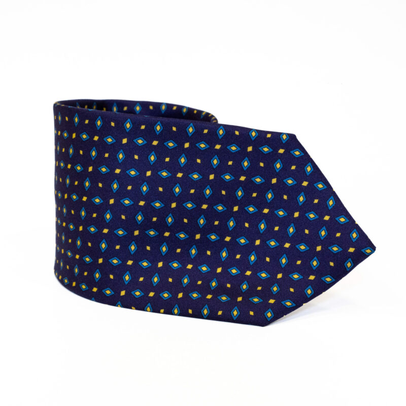 Cravatta Sartoriale 3 Pieghe blu a fantasia - immagine 2