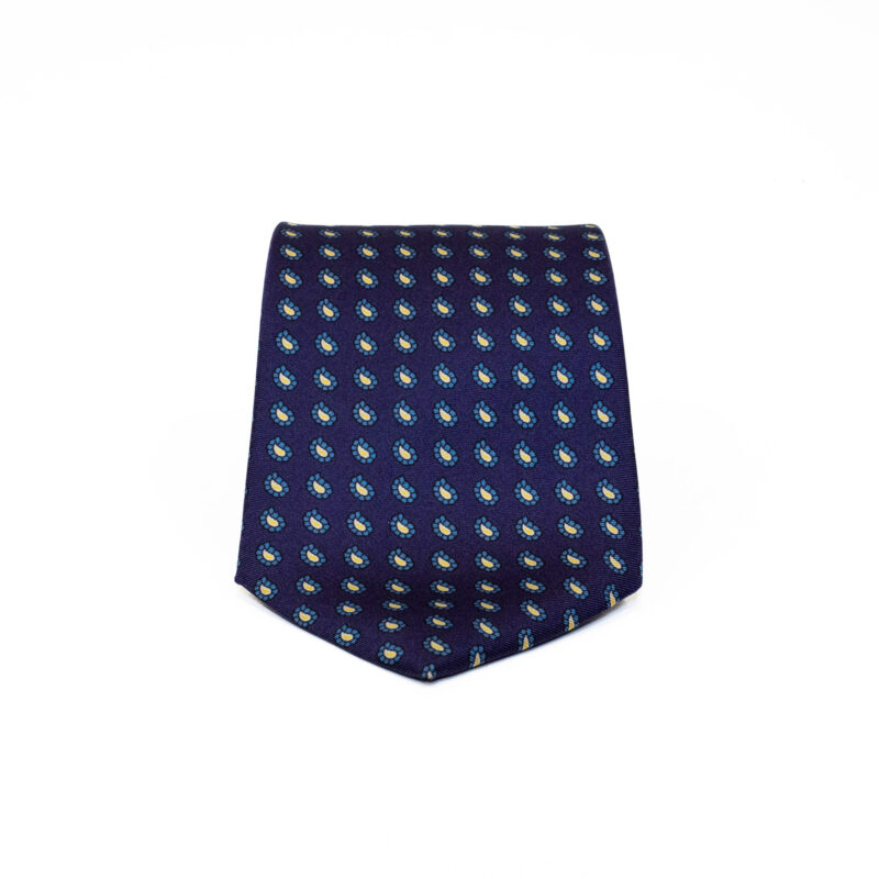Cravatta Sartoriale 3 Pieghe blu a fantasia