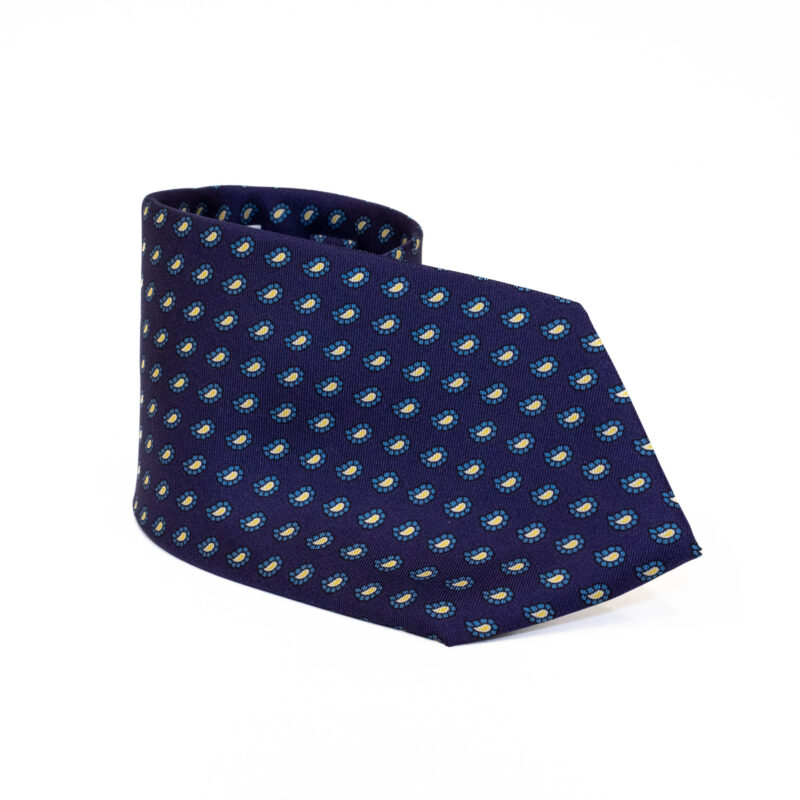 Cravatta Sartoriale 3 Pieghe blu a fantasia - immagine 2