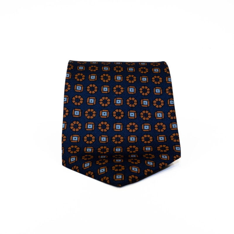 Cravatta Sartoriale 3 Pieghe blu a fantasia