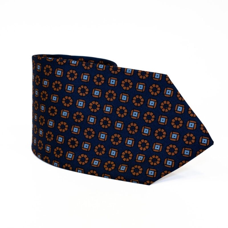 Cravatta Sartoriale 3 Pieghe blu a fantasia - immagine 2