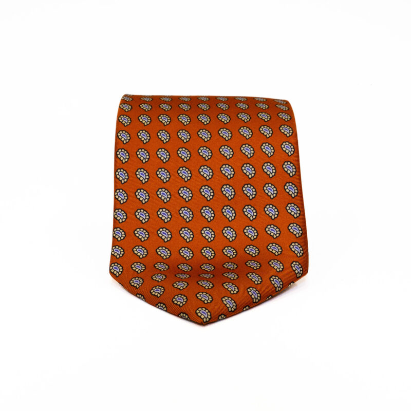 Cravatta Sartoriale 3 Pieghe arancione a fantasia
