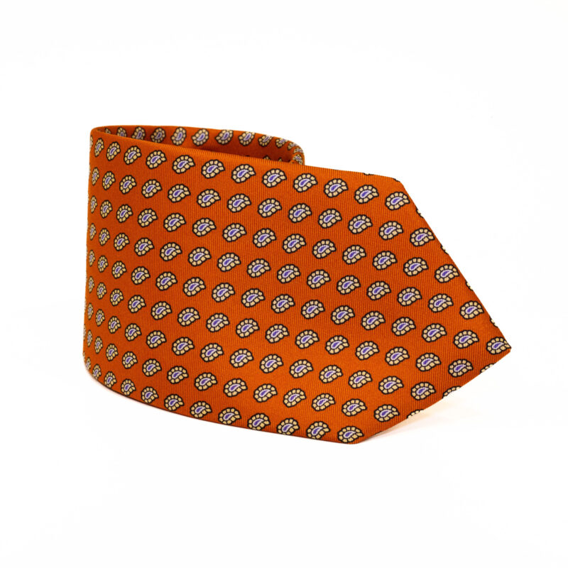 Cravatta Sartoriale 3 Pieghe arancione a fantasia - immagine 2
